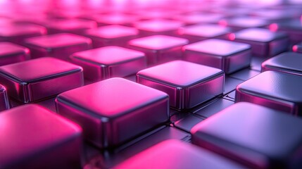 Obraz premium Pink purple metallic cubes grid, technology background