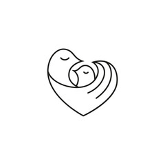 love dove care symbol vector logo in line art design style