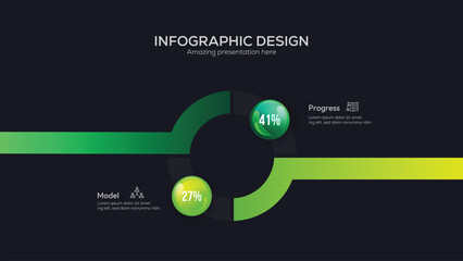 Business 2 option infographic presentation vector 3D colorful balls illustration. Creative concept with 2 steps. Can be used for workflow layout, diagram, banner, web design. Vector illustration