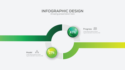 Business 2 option infographic presentation vector 3D colorful balls illustration. Creative concept with 2 steps. Can be used for workflow layout, diagram, banner, web design. Vector illustration