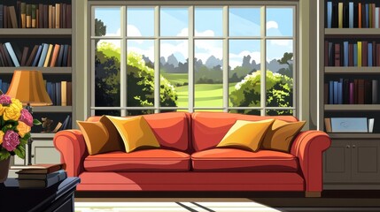 Cozy Living Room with Beautiful Window View