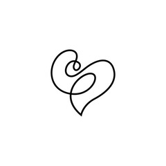 love heart abstract continuous line style logo icon symbol