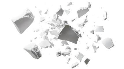 Styrofoam broken pieces isolated on white background