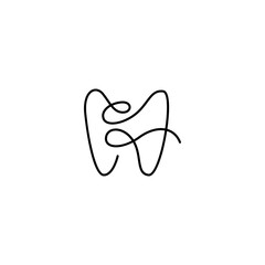 Abstract dental logo in continuous line design concept