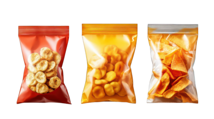 Innovative snack packaging isolated on transparent background