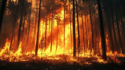 Obraz premium forest fires create a temporary loss of habitat for wildlife and disrupt their natural behaviors