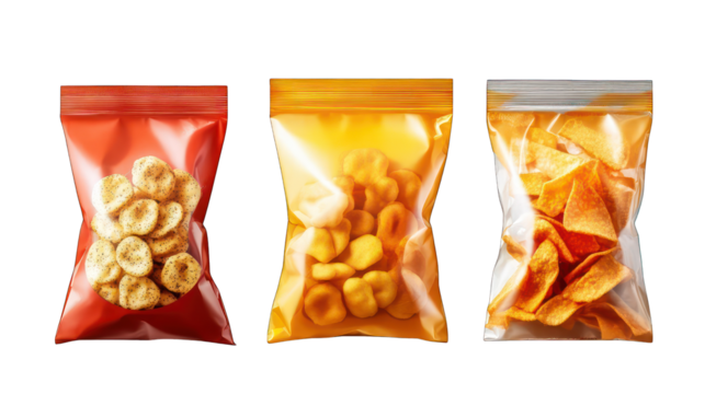 Innovative snack packaging isolated on transparent background