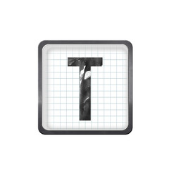 Artistic back to school flair with big Latin letter T on white background