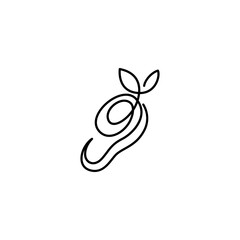 mango fruit with abstract continuous line design concept