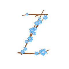 Tender blue spring, Easter letter Z on white background