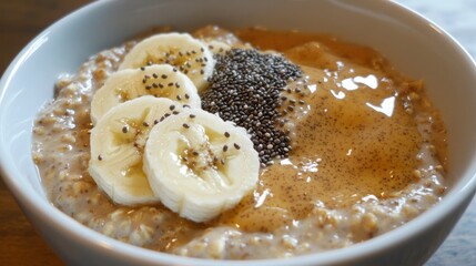 Delicious and Nutritious Peanut Butter Oatmeal with Banana and Chia Seeds