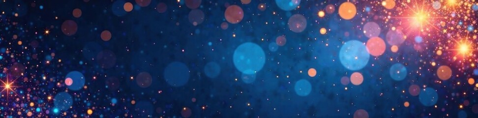 Sparkling glitter frame with bokeh and light art on dark blue background,  dark blue,  dreamy,  abstract