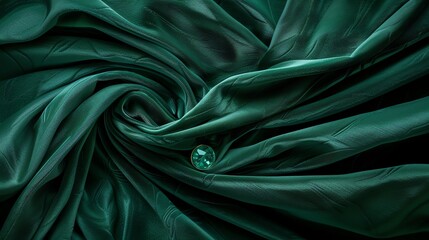 Fototapeta premium A close-up of a green fabric with a slight sheen and texture.