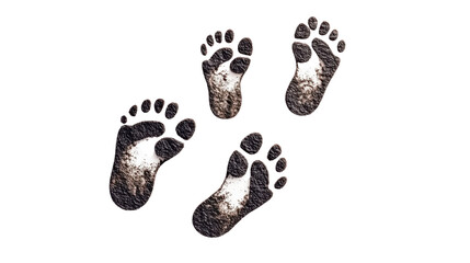 human foot prints isolated on white background