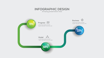 Business 3 option infographic presentation vector 3D colorful balls illustration. Infographic design vector and marketing icons can be used for workflow layout, diagram, annual report, web design.