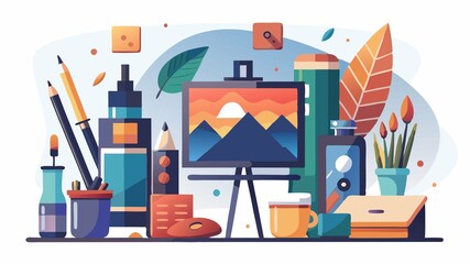 Fototapeta premium Unleash your full creative potential with the finest art supplies, meticulously chosen for superior quality.