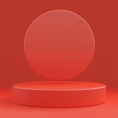 Red circle hovering above a red cylindrical platform