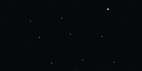 Abstract constellation dark space speckled night sky filled view of a starry black background.