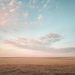 Fototapeta premium Serene Landscape with Expansive Sky and Fields at Dusk
