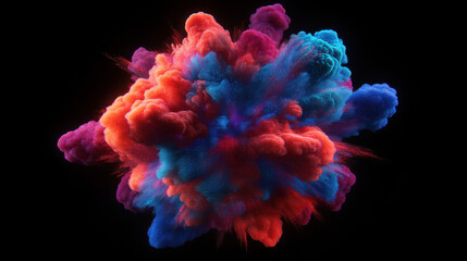 A surreal cosmic landscape, showcasing an immense explosion of interstellar gas and particles, dynamically expanding in all directions