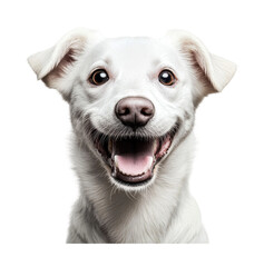 Obraz premium Happy white dog with a joyful expression captures the essence of companionship and loyalty in a playful moment, cut out
