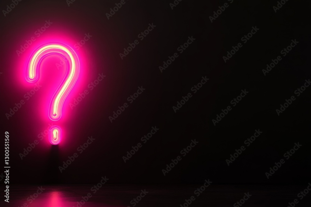 Aufkleber a striking pink neon question mark illuminates a black backdrop, casting a soft glow that invites in