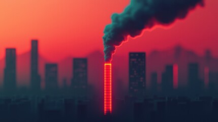 Fototapeta premium Futuristic Infographic of Carbon Tax Impact on Glowing Cityscape Carbon Tax concept.