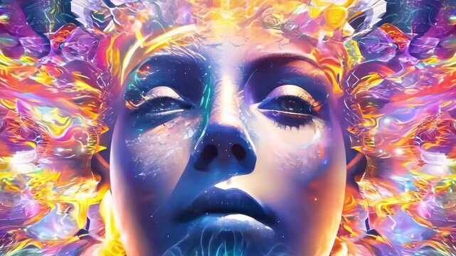 Consciousness of the universe, unity, psychedelic trip. New Age concept. Mental and psychological health