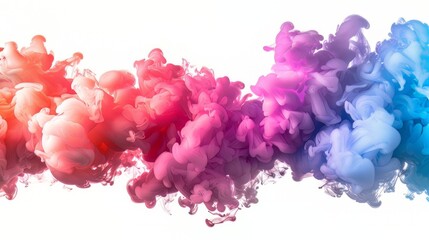Pink Purple and Blue Ink in Water on White Background