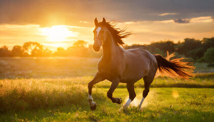 horse at sunset