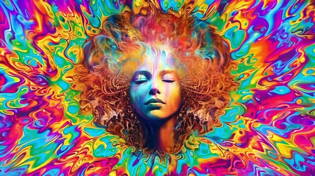Consciousness of the universe, unity, psychedelic trip. New Age concept. Mental and psychological health
