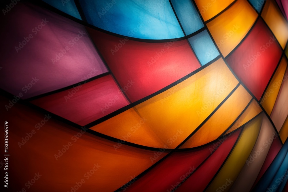 Leinwandbilder Colorful close-up of a modern abstract pattern showcasing layers of geometric shapes, creating dynamic movement and striking contemporary art design