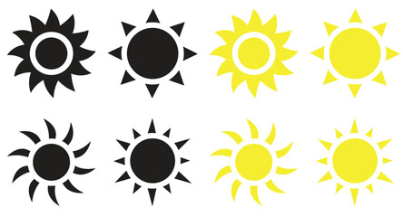 sun icon set. Summer sunlight icon. sun for web icons. solar isolated icon. sunshine sun icon vector illustration icons.