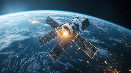 global communication system with digital transformation, satellite links, and cloud technology enabling worldwide connectivity