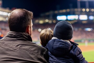 Obraz premium A family relaxes in a private suite at a ballpark, taking in the excitement of the game and the energetic crowd, creating lasting memories together