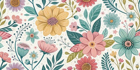 Happy Mother's Day Floral Doodle Art Background - High-Resolution Image