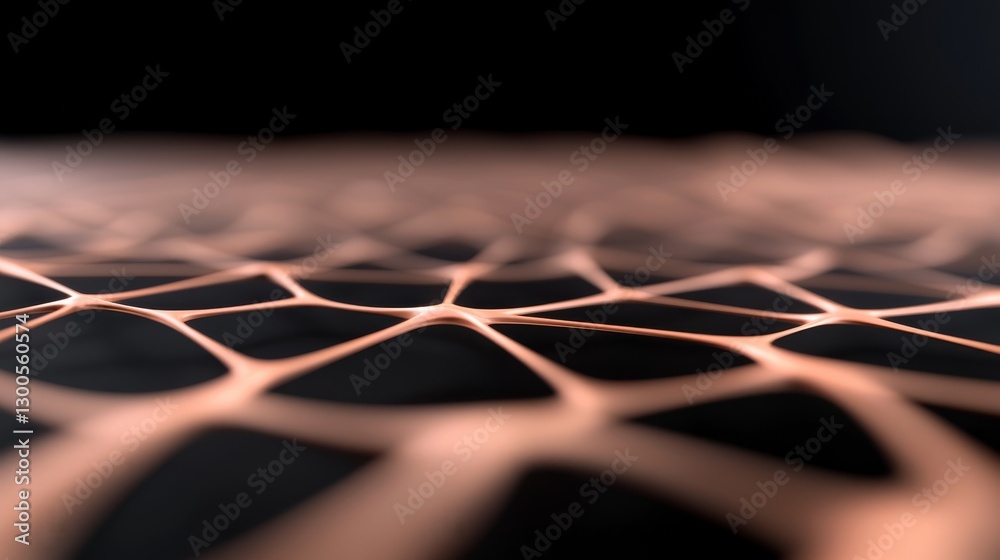 Poster Close-up of a complex bio-organic network with luminous structures, highlighting futuristic design elements against a stark black background