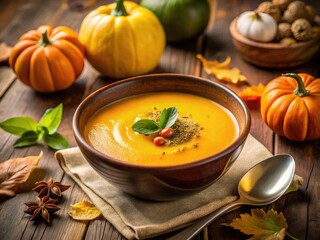 Indulge in autumn's warmth with creamy butternut squash soup.  Perfect comfort food, beautifully photographed.