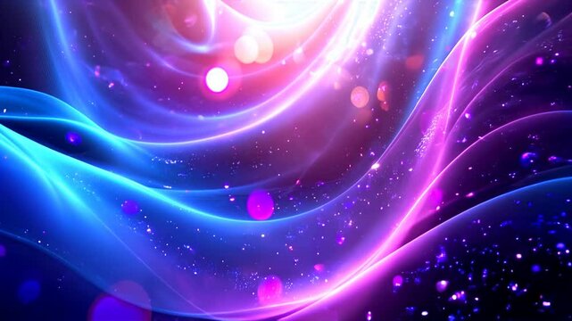 mesmerizing, ultra-high-definition abstract animation of flowing, luminescent waves in shades of blue, purple, and pink.