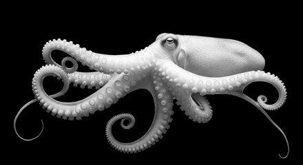 Monochrome Octopus Aquatic Life Marine Animal Sea Creature Wildlife Photography Ocean Animal Black