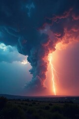 Obraz premium Swirling vortex of a thunderstorm within a towering cloud, vortex, electricity, turbulent