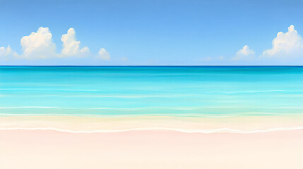 Obraz premium Close-up top view of turquoise waves gently lapping onto a pristine beach, with natural light creating a serene and peaceful summer seascape.