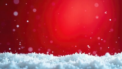 Soft falling snowflakes on a festive red backdrop, winter, christmas