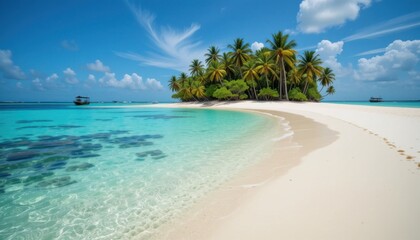 Naklejka premium tropical beach with palm trees
