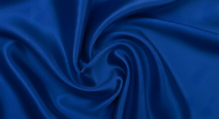 Obraz premium Ryal blue Satin Background - Soft Folds for Romantic or Luxury Themes, royal blue Silk Satin - Glossy Fabric with Elegant Wavy Patterns