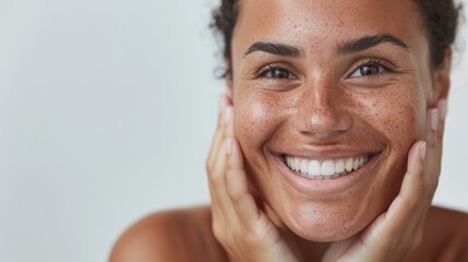 Woman applying face mask