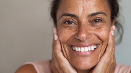 Woman smiling at camera.