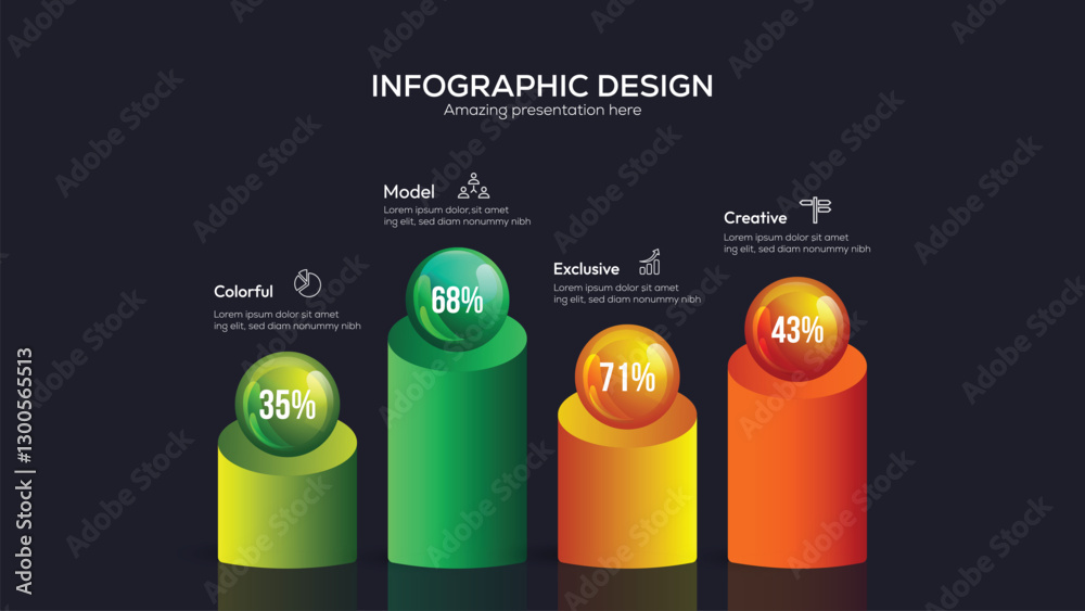 Poster statistics business 3d graph bar chart. vector infographic with steps and options. chart and graph, 