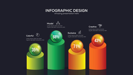 Statistics business 3d graph bar chart. Vector infographic with steps and options. Chart and graph, web data report and presentation illustration
