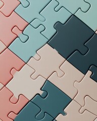 Fototapeta premium Colorful Puzzle Pieces Arranged in a Creative Pattern on Surface